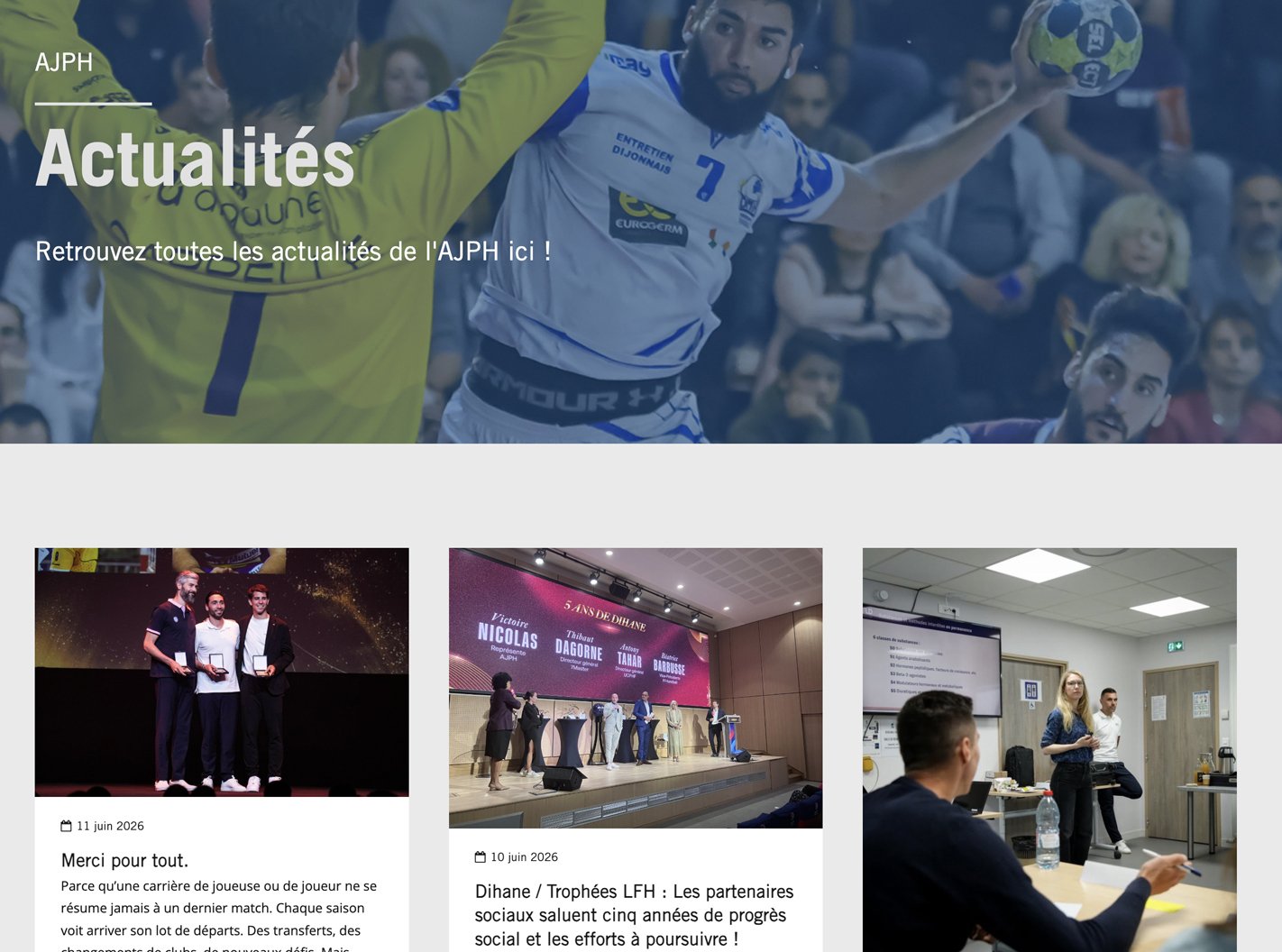 Site internet de l'AJPH – Association