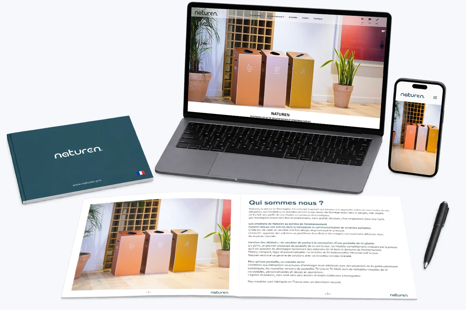 Mockup du site internet et du catalogue Naturen