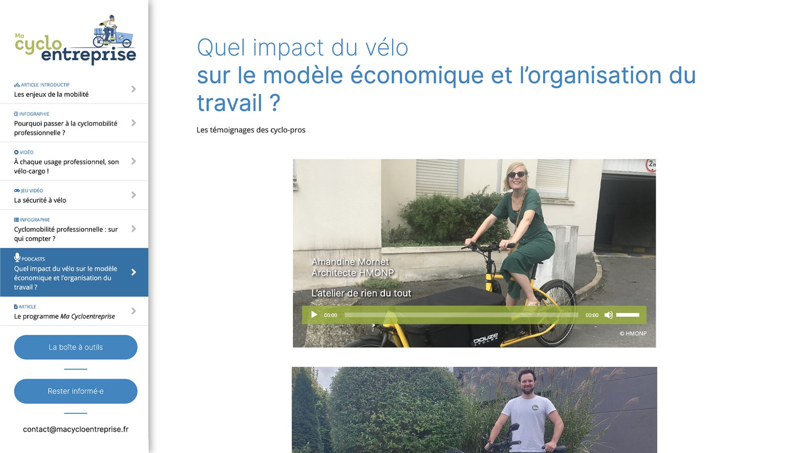 Podcasts – Ma Cyclo Entreprise Lecteur de podcasts intégré à la mini-application Ma Cyclo Entreprise