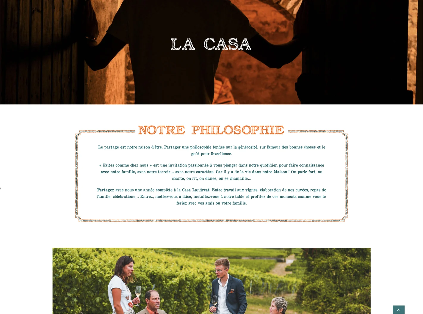 Site internet – Le domaine Champagne Landréat Page du site internet du Champagne Landréat présentant le domaine