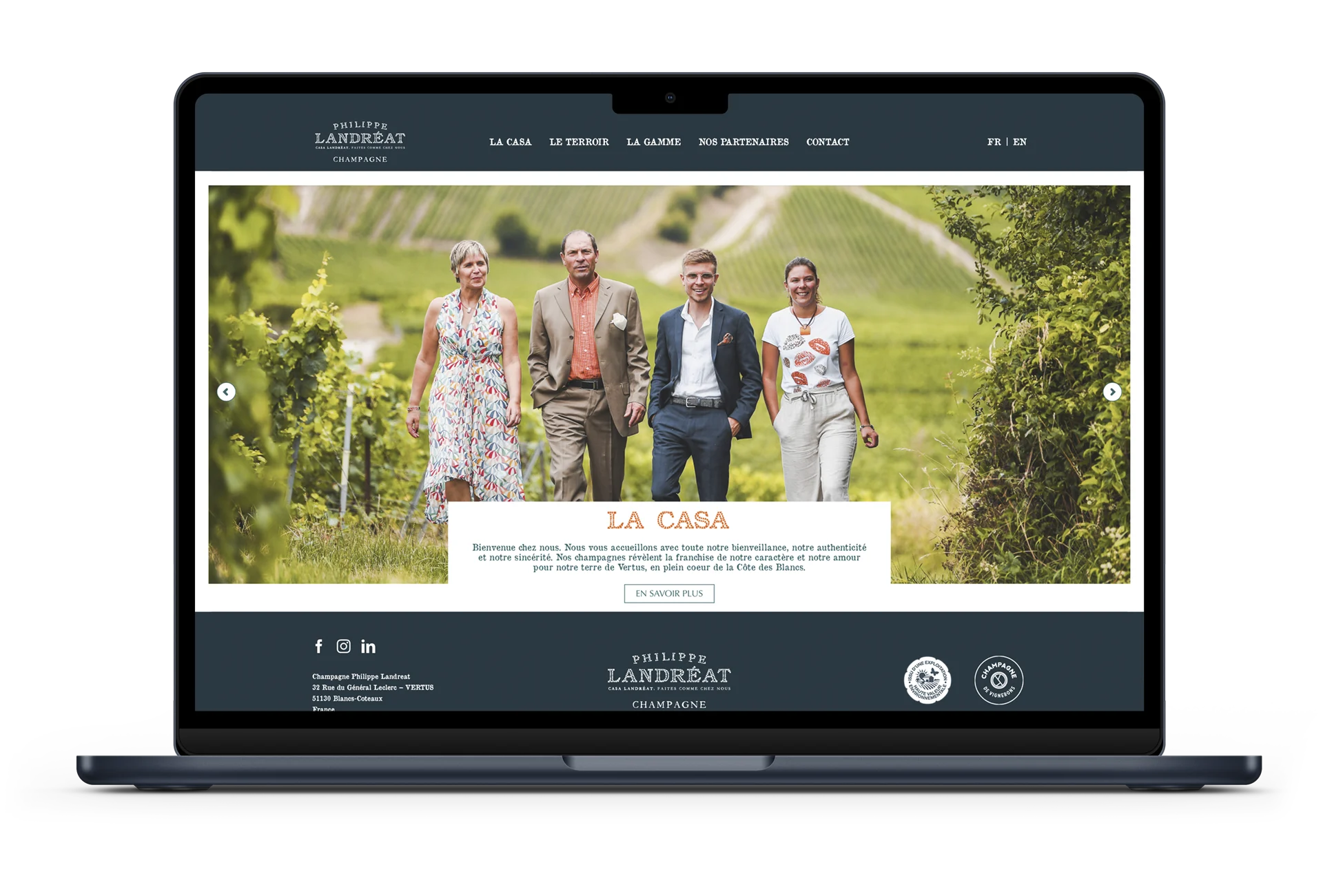 Site internet – Champagne Landréat Page d'accueil du site internet du Champagne Landréat