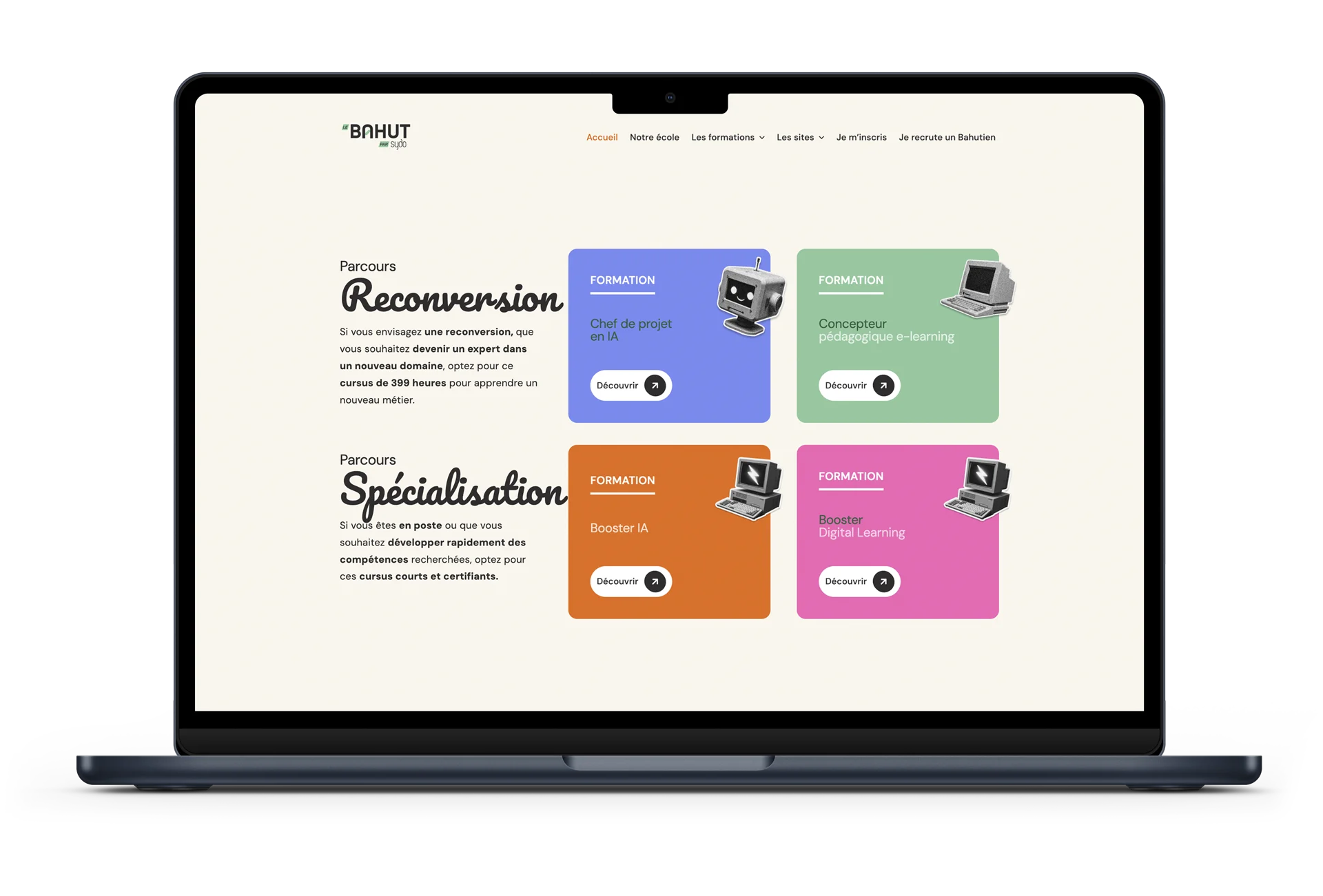 Site internet – Le Bahut Page du site internet de l'école Le Bahut