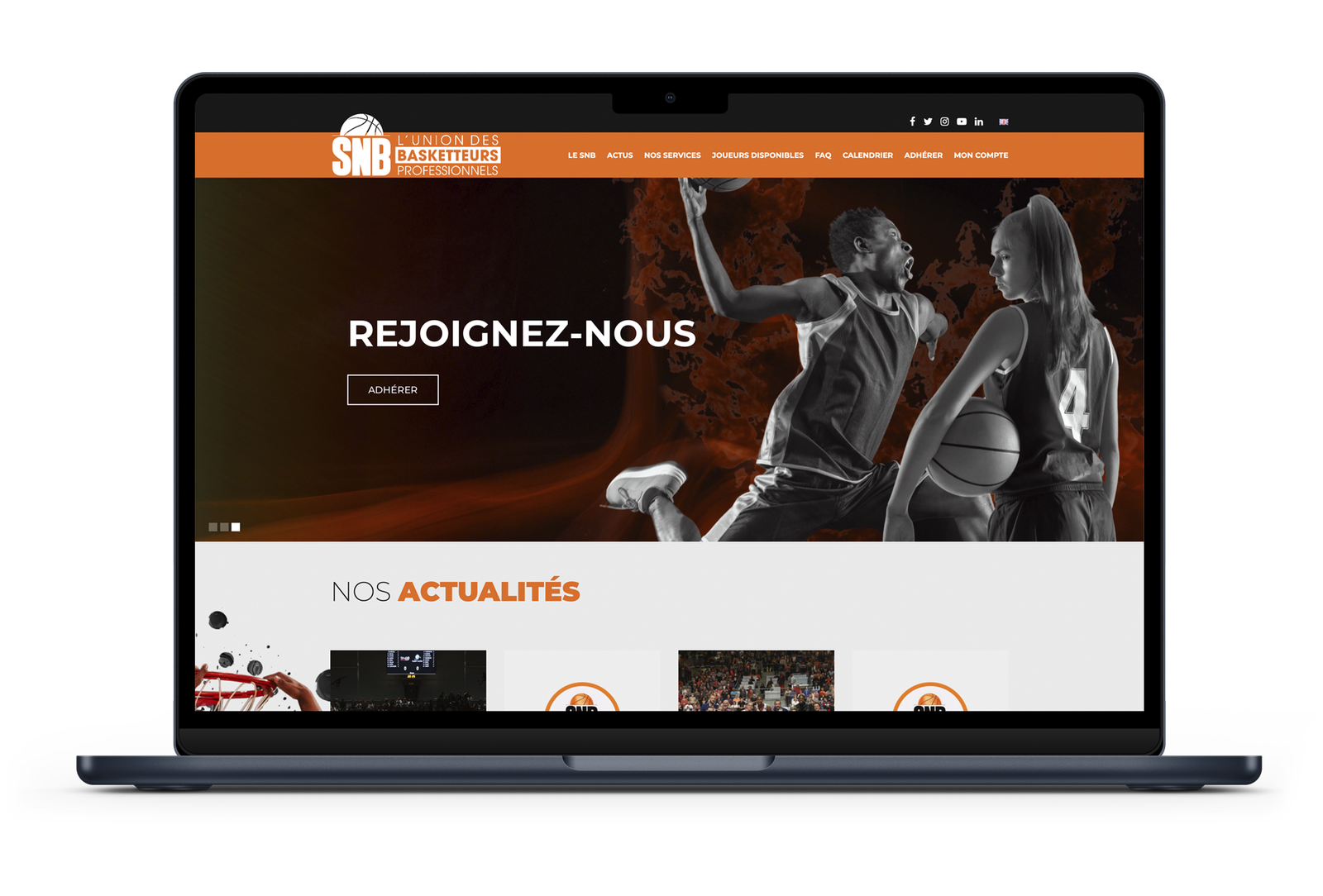 Syndicat National des Basketteurs – Site internet Page d'accueil du site du Syndicat National des Basketteurs