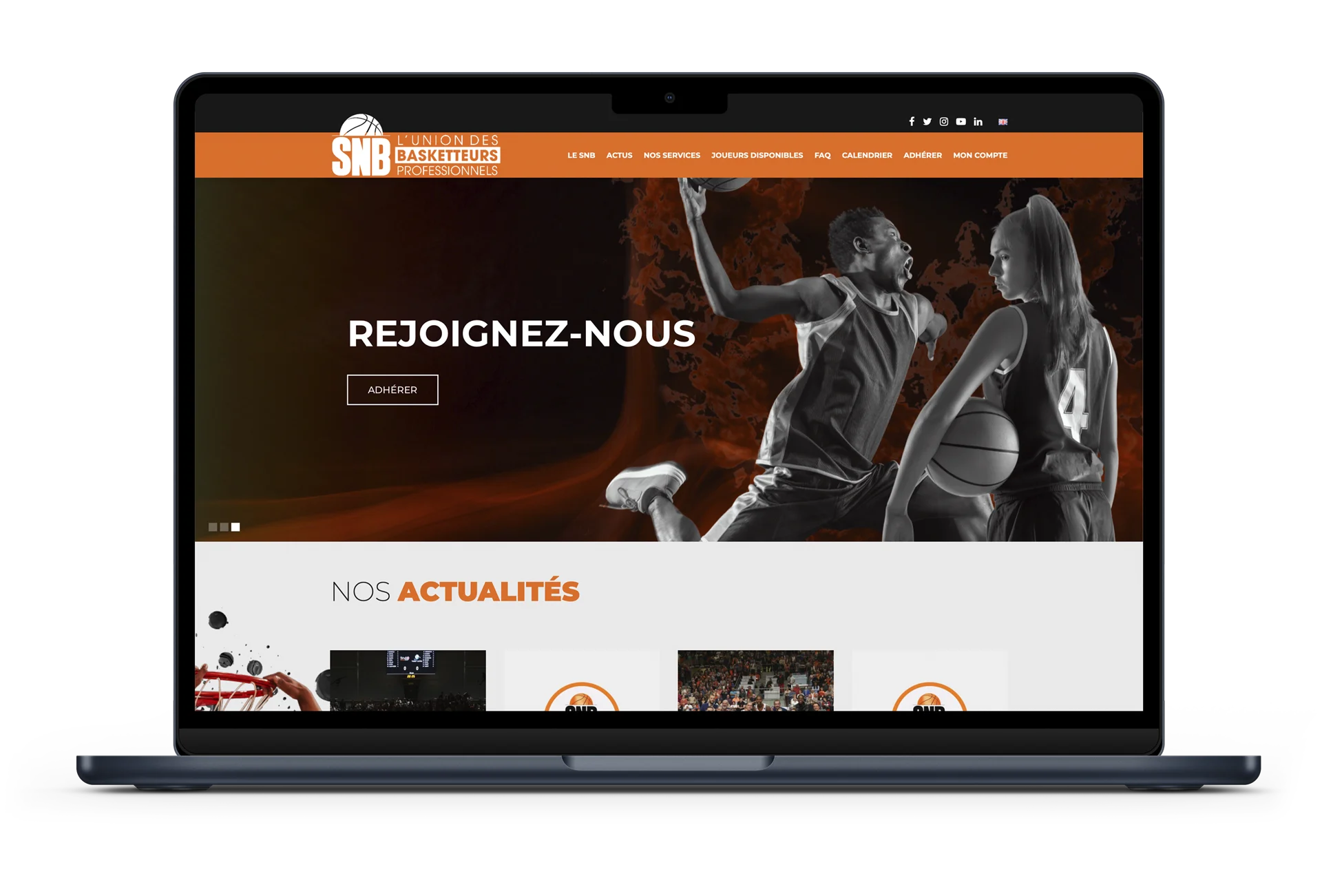 Page d'accueil du site du Syndicat National des Basketteurs