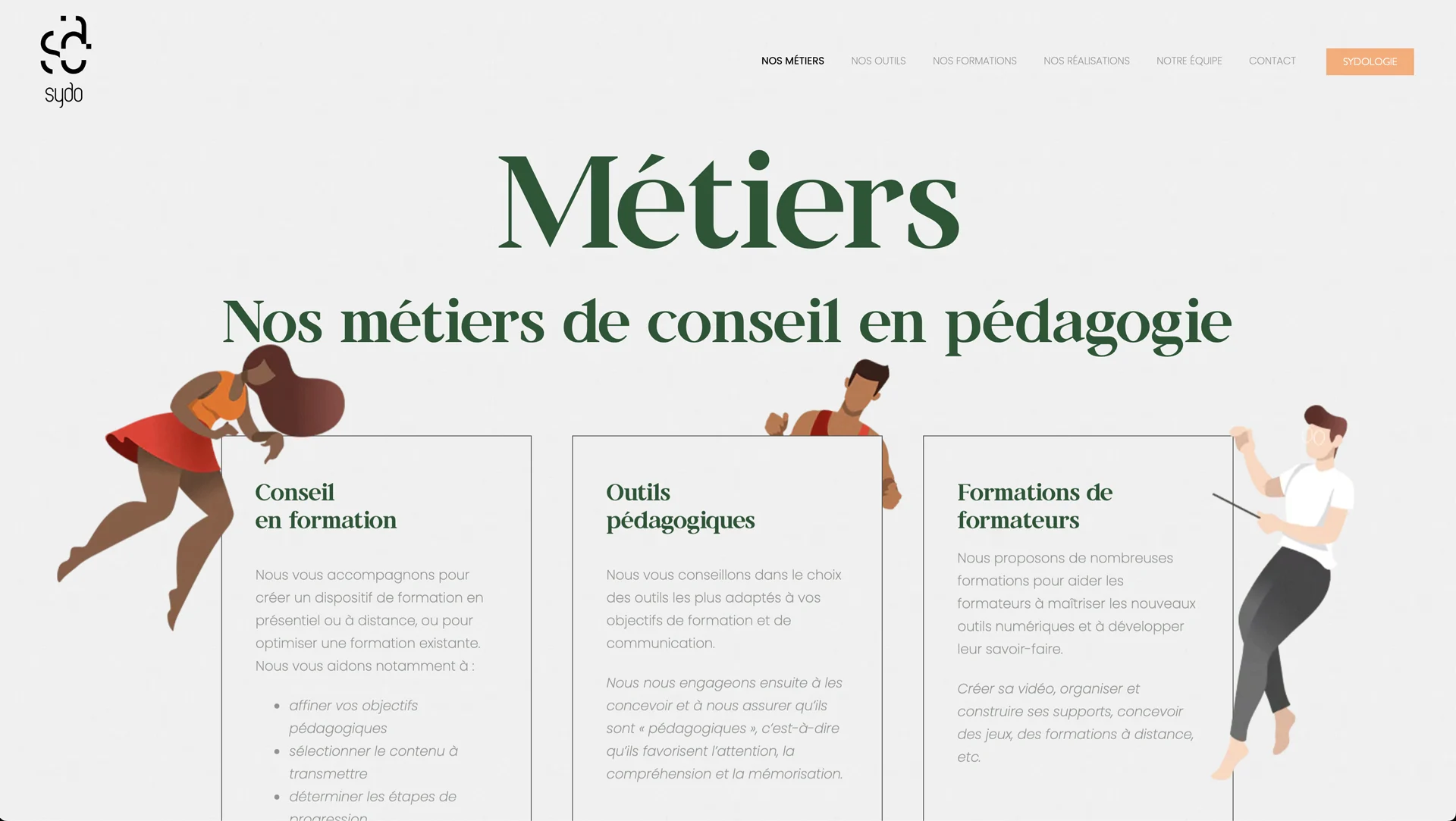 Site internet Sydo – Métiers Page Métiers du site internet de Sydo